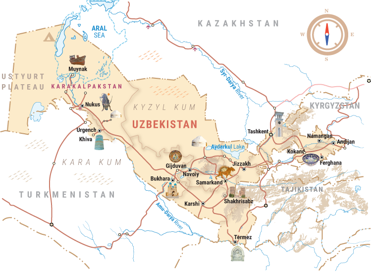 Mappa dell'Uzbekistan
